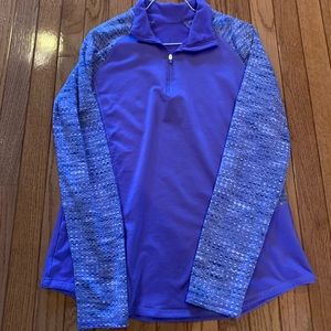 Purple moisture wicking athletic pullover with zipper